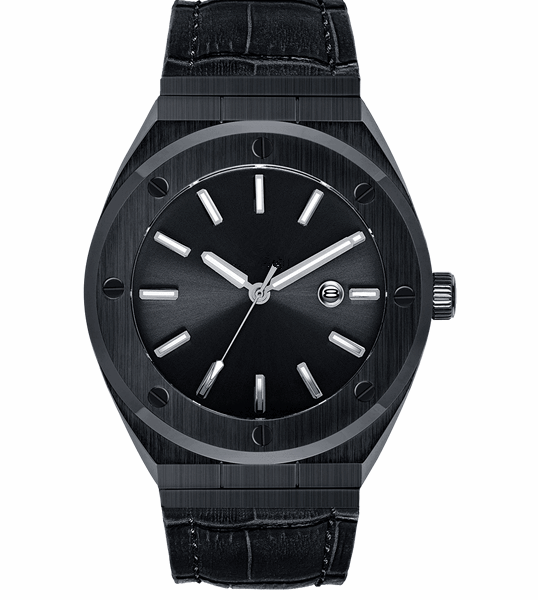 Black watch leather band