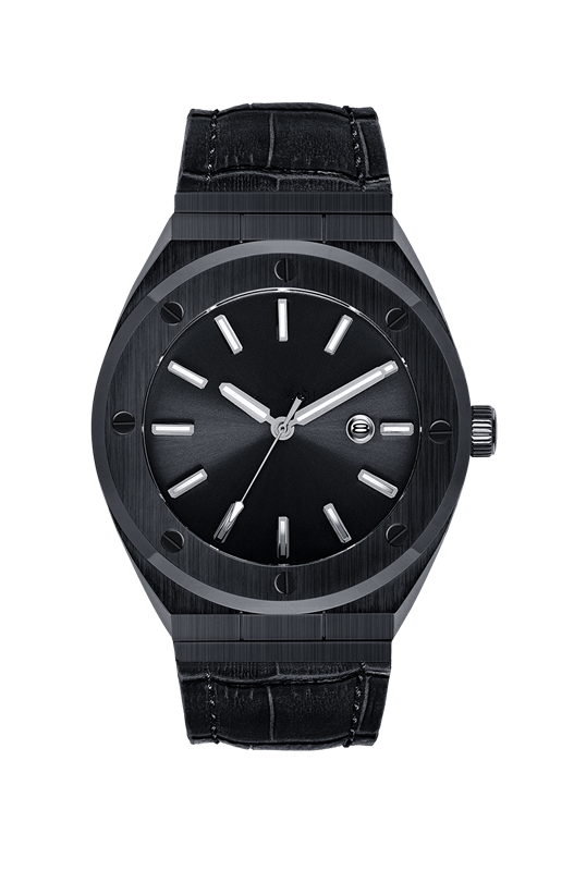 Black watch leather band