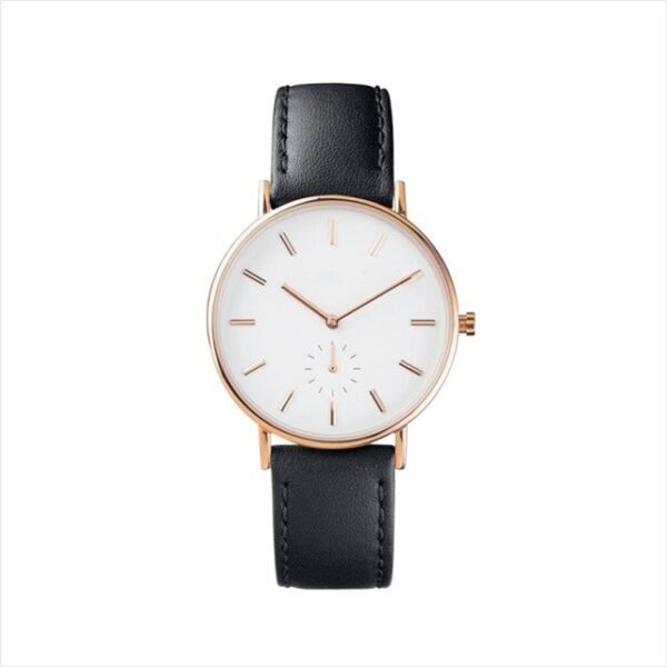 Black leather watch women