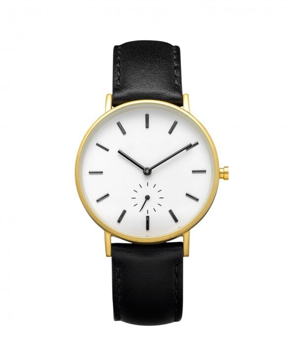 Black leather watch women